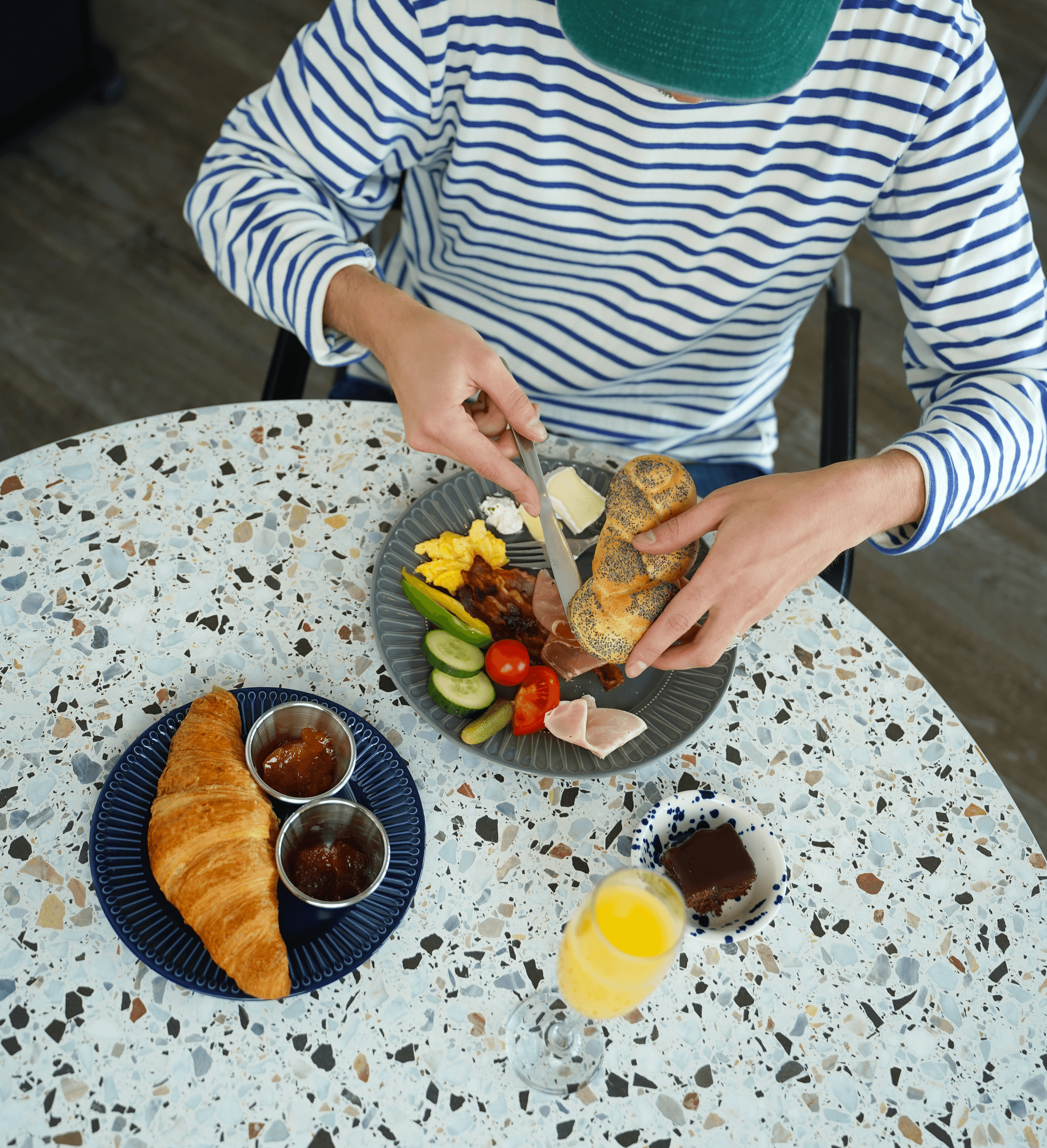 Breakfast plate with pastries and vegetables