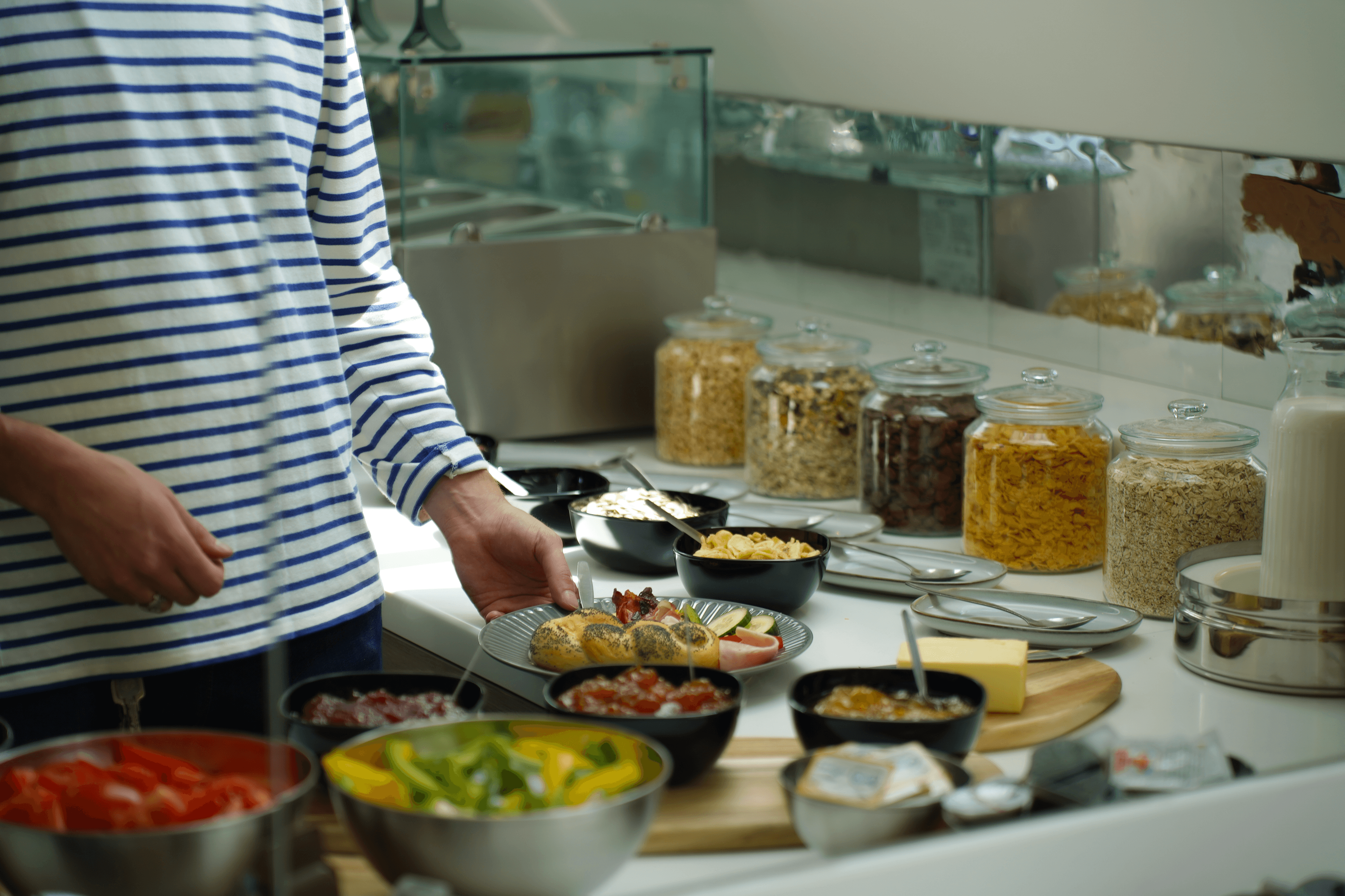 Breakfast selection with cereal dispensers